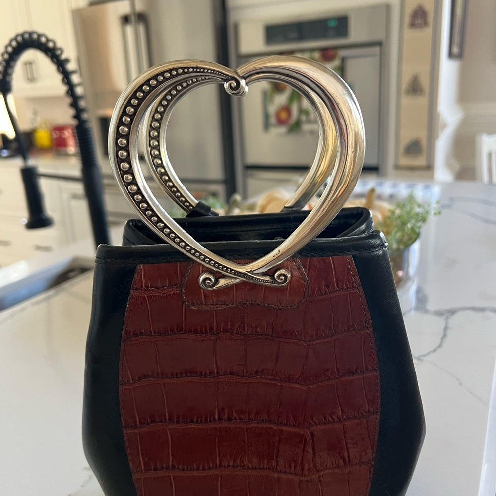 Brighton Black and Brown Mini Bag with Silver Heart Handle
